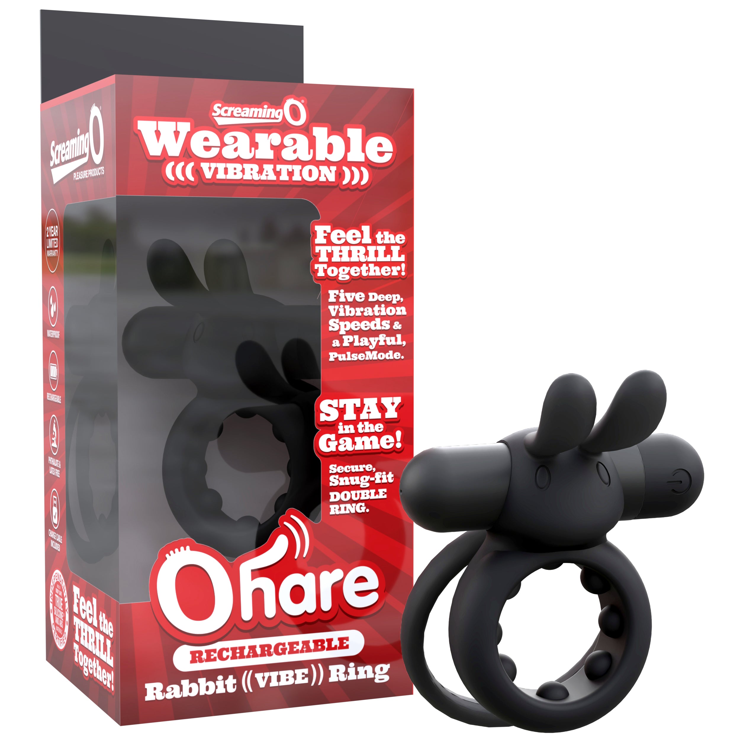 Rechargeable Rabbit-Ear Vibrating Ring