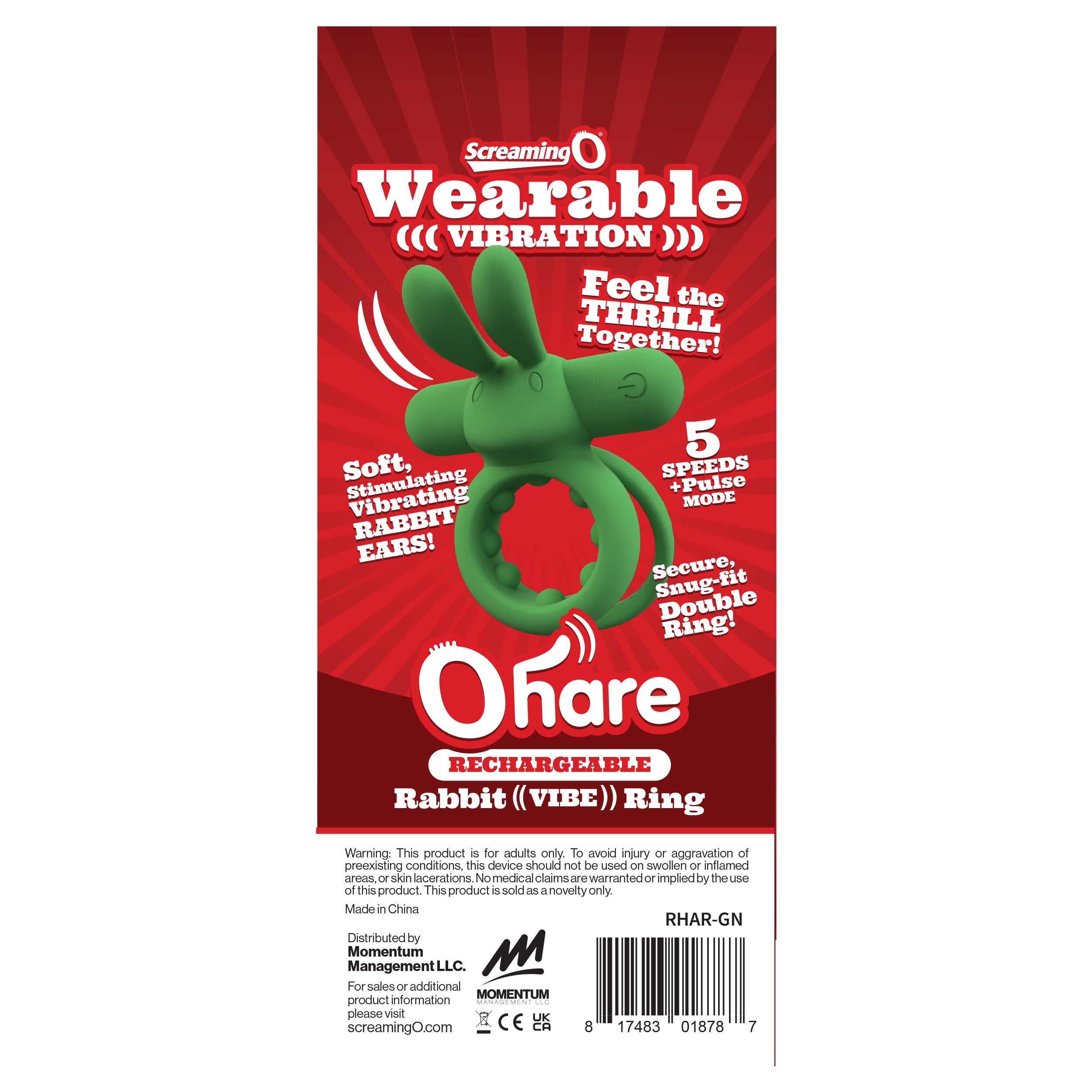 Rechargeable Rabbit-Ear Vibrating Ring