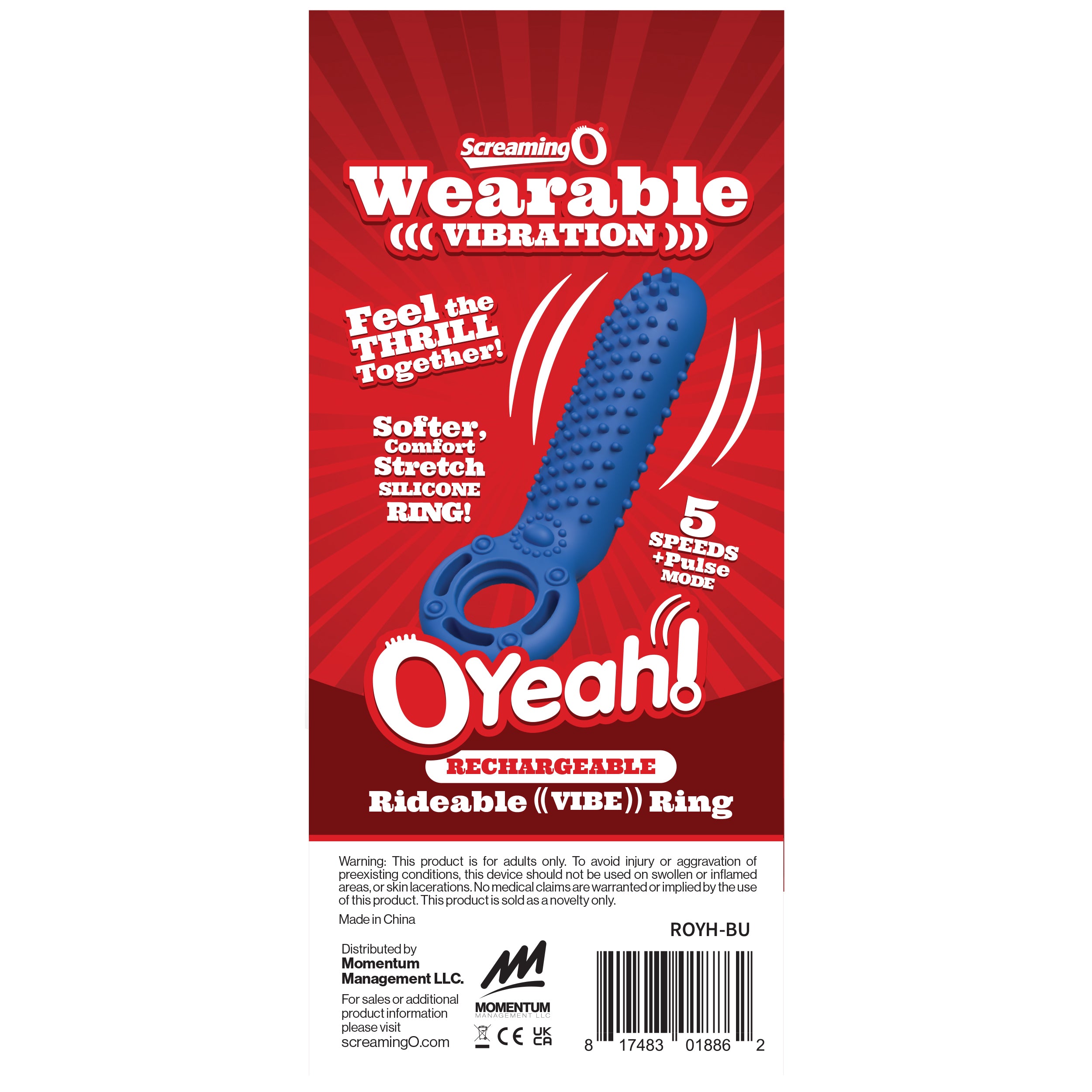 OYeah Rechargeable Vertical Vibrating Ring